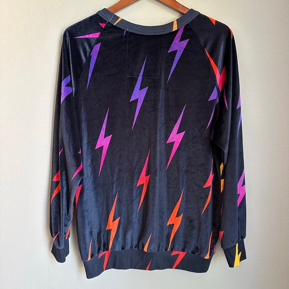 Women's Aviator Nation Black Velvet Lightning Bolts Sweater Size XXL - Picture 4 of 8
